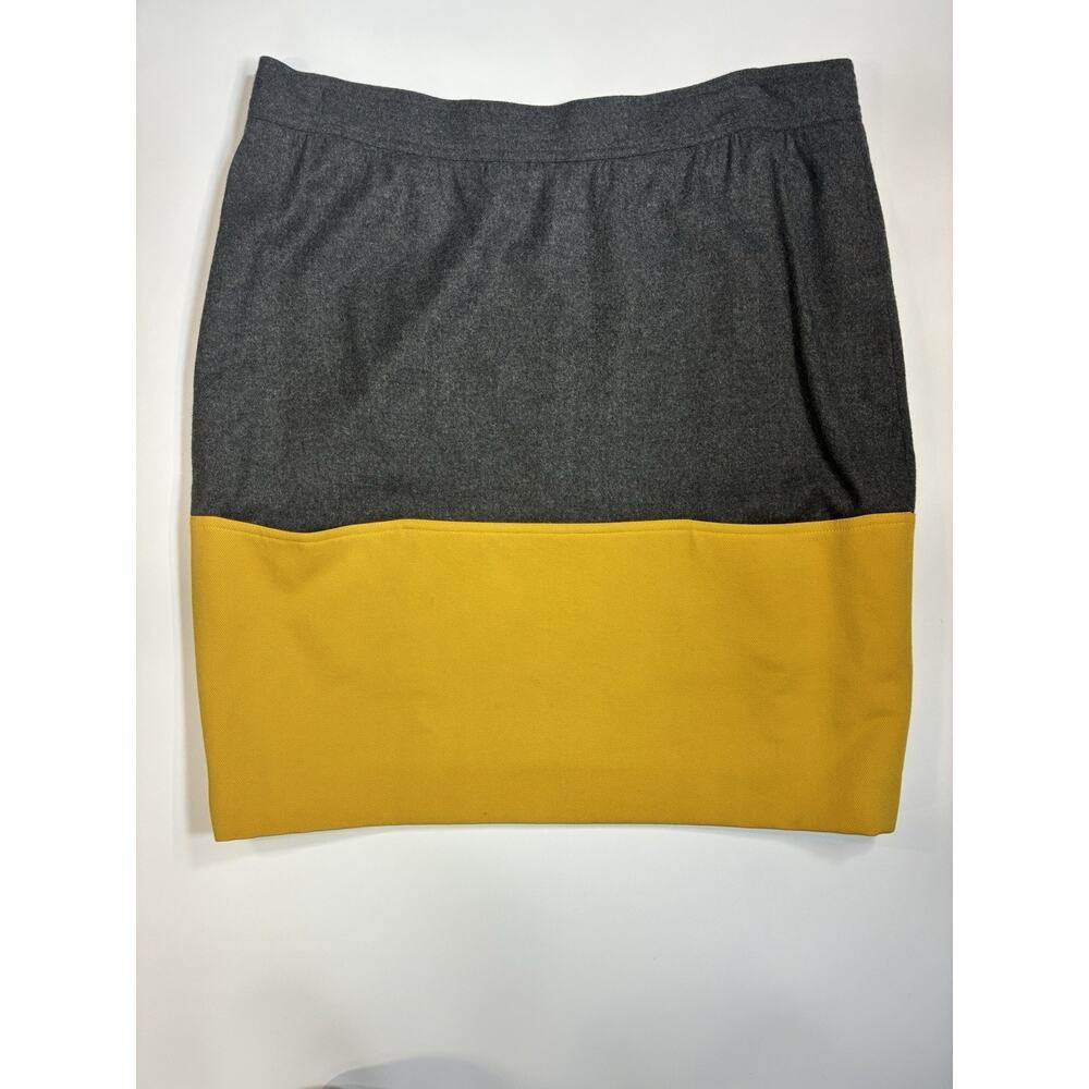 Fendi Skirt IT 46 Gray Yellow Colorblock Wool Blend Made Italy Designer - Picture 2 of 6